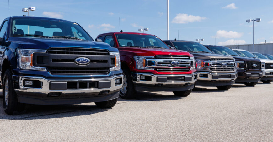 Ford F150 display at a dealership